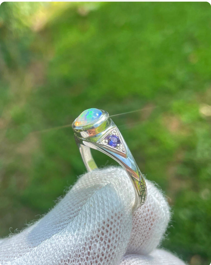 3rd Eye Ring opal series// purple sapphire