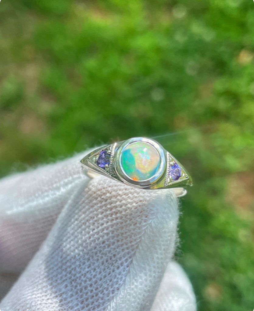 3rd Eye Ring opal series// purple sapphire